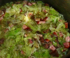 Dukan Diet Recipe Cabbage with Chicken Sausages: Into the Pot